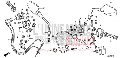 LEVIER DE GUIDON/COMMUTATEUR/CABLE (NC750X/XA) NC750XAE de 2014